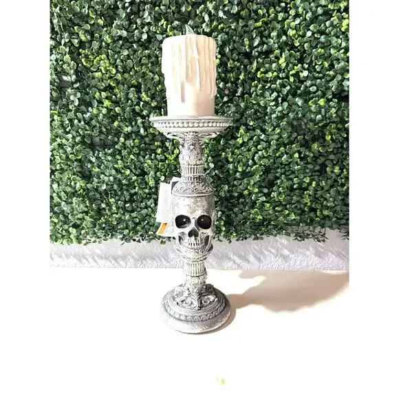 Martha Stewart Halloween Skull Candle Holder LED Decor Gothic Spooky Light Up - Picture 3 of 6